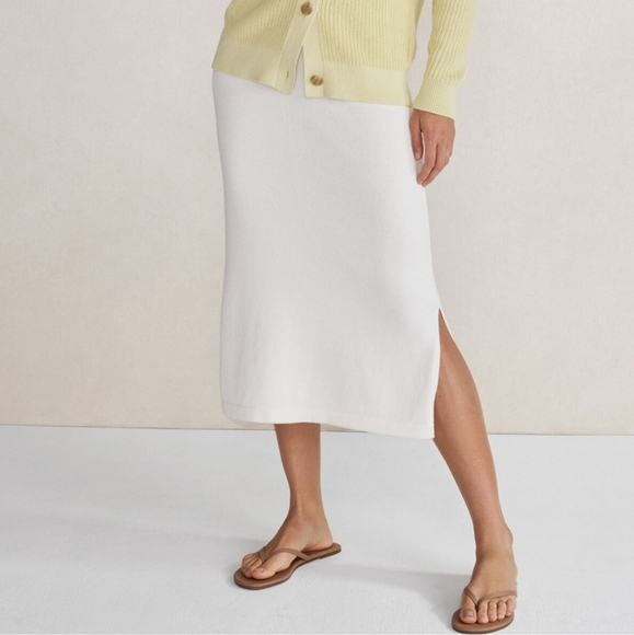 Haven well within NWT knit double side split stretch cotton white long skirt - Picture 1 of 9